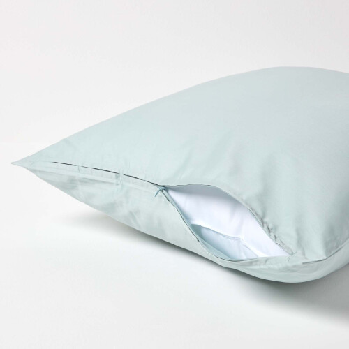 Homescapes (Square - 60 x 60 cm, Duck Egg Blue) Organic Cotton Pillowcase 400TC Equivalent 600 Thread Count 2