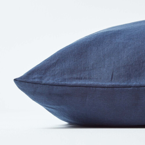 Homescapes (King - 48 x 91 cm, Navy Blue) Luxury Soft Linen Pillowcase Plain Textured 1