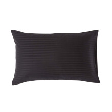 (Standard - 48 x 74 cm, Black) Egyptian Cotton Satin Stripe Pillowcase 330 Thread Count