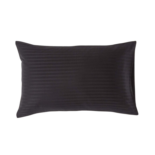 Homescapes (Standard - 48 x 74 cm, Black) Egyptian Cotton Satin Stripe Pillowcase 330 Thread Count