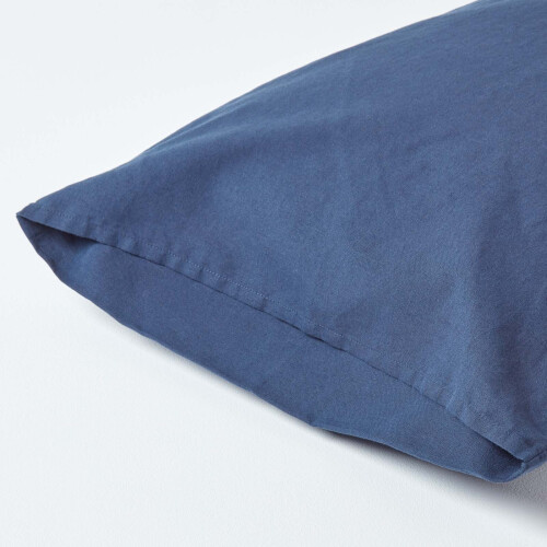 Homescapes (King - 48 x 91 cm, Navy Blue) Luxury Soft Linen Pillowcase Plain Textured 2