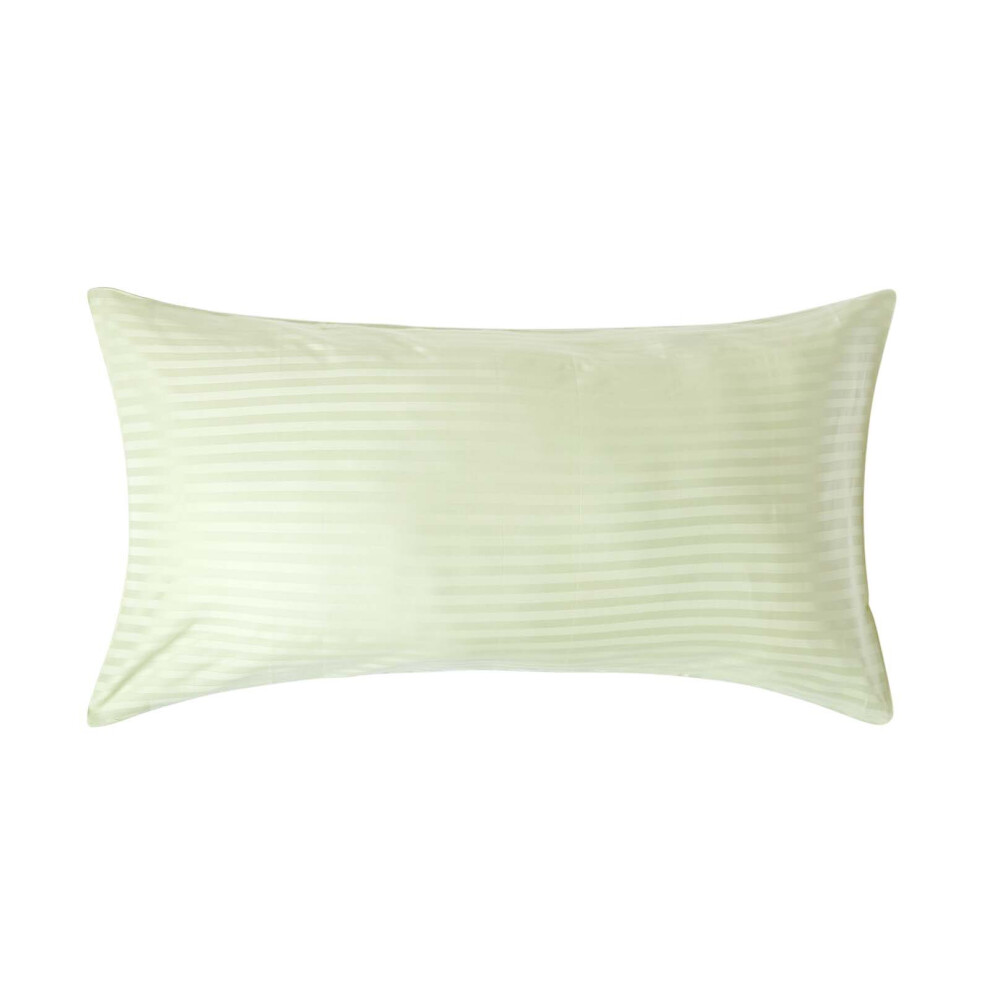 (King - 48 x 91 cm, Sage Green) Egyptian Cotton Satin Stripe Pillowcase 330 Thread Count