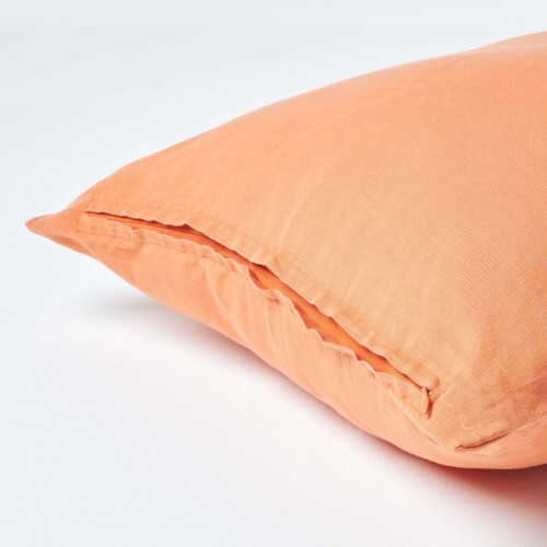 Homescapes (Square - 80 x 80 cm, Burnt Orange) Luxury Soft Linen Pillowcase Plain Textured 2