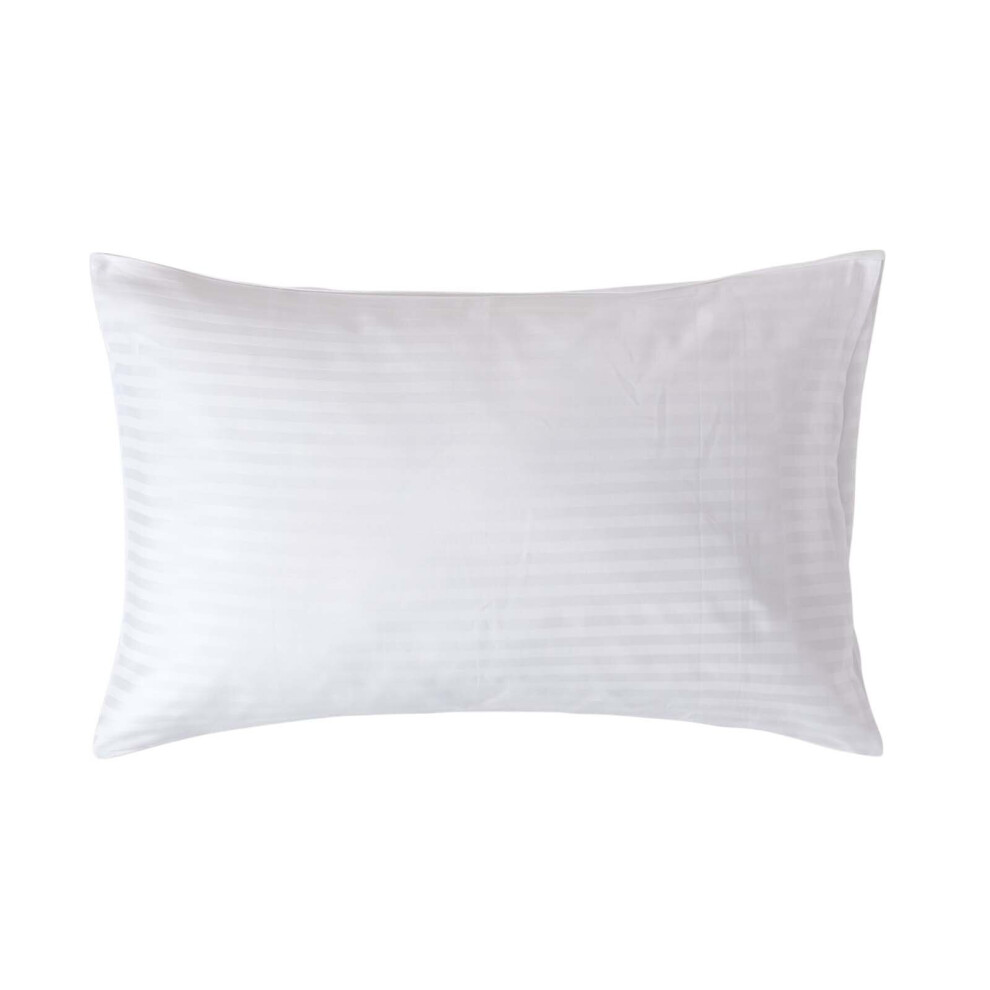 (Standard - 48 x 74 cm, White) Egyptian Cotton Satin Stripe Pillowcase 330 Thread Count