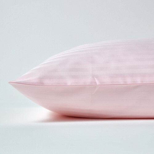 Homescapes (Square - 80 x 80 cm, Pink) Egyptian Cotton Satin Stripe Pillowcase 330 Thread Count 1
