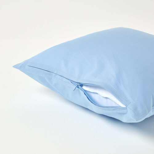 Homescapes (Square - 40 x 40 cm, Blue) Egyptian Cotton Pillow Case 200 TC Equivalent 400 Thread Count 2