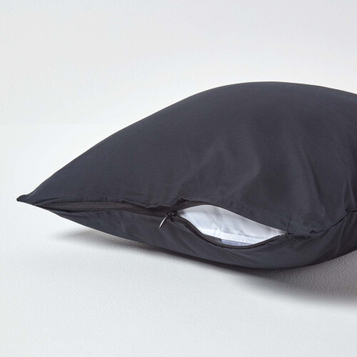 Homescapes (Square - 40 x 40 cm, Black) Egyptian Cotton Pillow Case 200 TC Equivalent 400 Thread Count 2