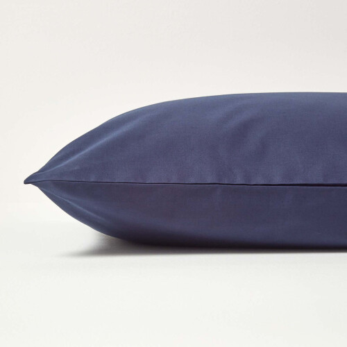 Homescapes (Square - 60 x 60 cm, Navy Blue) Egyptian Cotton Pillow Case 200 TC Equivalent 400 Thread Count 1