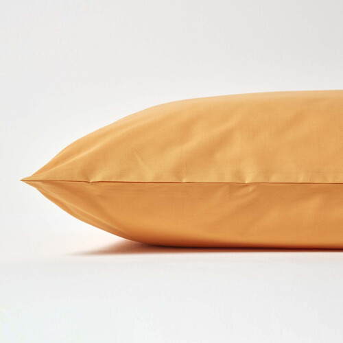 Homescapes (King - 48 x 91 cm, Mustard) Egyptian Cotton Pillow Case 200 TC Equivalent 400 Thread Count 1