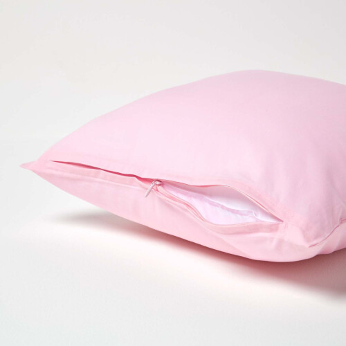 Homescapes (Square - 40 x 40 cm, Pink) Egyptian Cotton Pillow Case 200 TC Equivalent 400 Thread Count 2