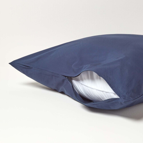 Homescapes (Square - 60 x 60 cm, Navy Blue) Egyptian Cotton Pillow Case 200 TC Equivalent 400 Thread Count 2