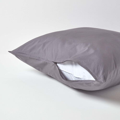 Homescapes (Square - 60 x 60 cm, Dark Grey) Egyptian Cotton Pillow Case 200 TC Equivalent 400 Thread Count 2
