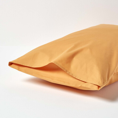 Homescapes (King - 48 x 91 cm, Mustard) Egyptian Cotton Pillow Case 200 TC Equivalent 400 Thread Count 2