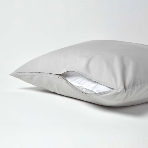 Homescapes (Square - 80 x 80 cm, Silver Grey) Egyptian Cotton Pillow Case 200 TC Equivalent 400 Thread Count 2