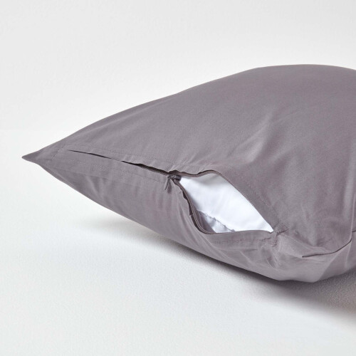 Homescapes (Square - 40 x 40 cm, Dark Grey) Egyptian Cotton Pillow Case 200 TC Equivalent 400 Thread Count 2
