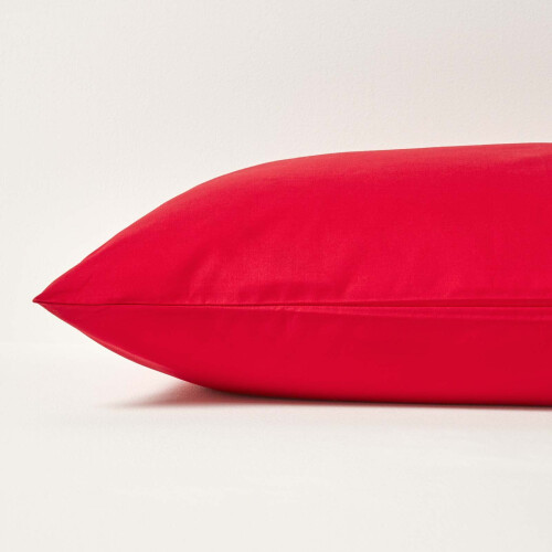 Homescapes (Square - 80 x 80 cm, Red) Egyptian Cotton Pillow Case 200 TC Equivalent 400 Thread Count 1