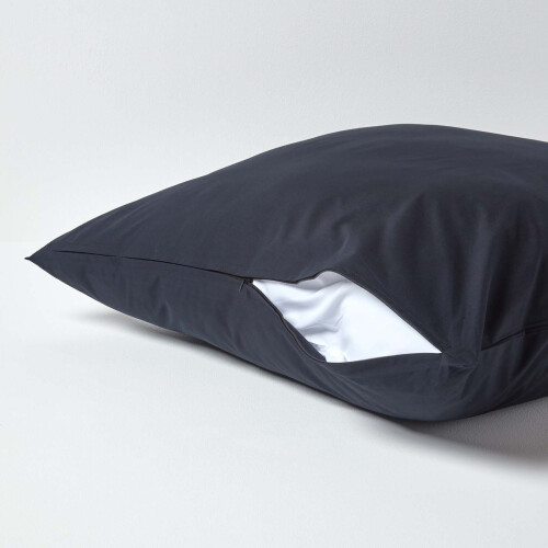 Homescapes (Square - 60 x 60 cm, Black) Egyptian Cotton Pillow Case 200 TC Equivalent 400 Thread Count 2