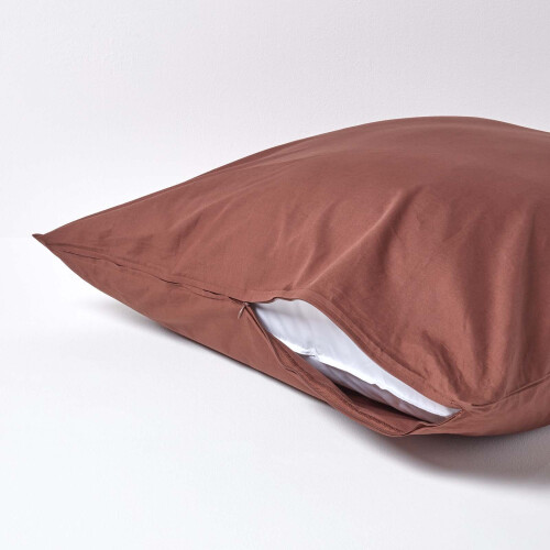 Homescapes (Square - 60 x 60 cm, Chocolate) Egyptian Cotton Pillow Case 200 TC Equivalent 400 Thread Count 2