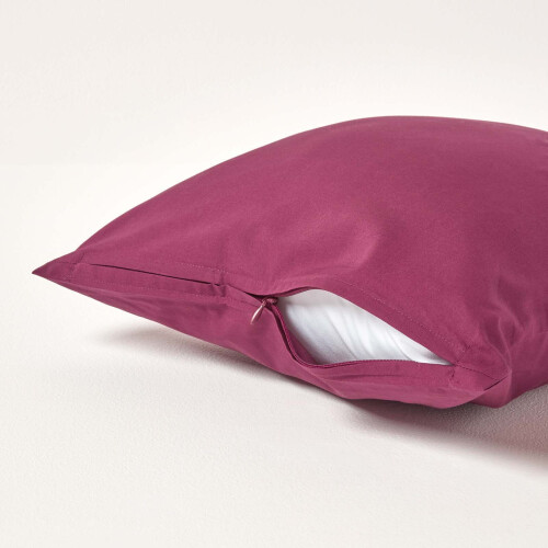 Homescapes (Square - 40 x 40 cm, Plum) Egyptian Cotton Pillow Case 200 TC Equivalent 400 Thread Count 2