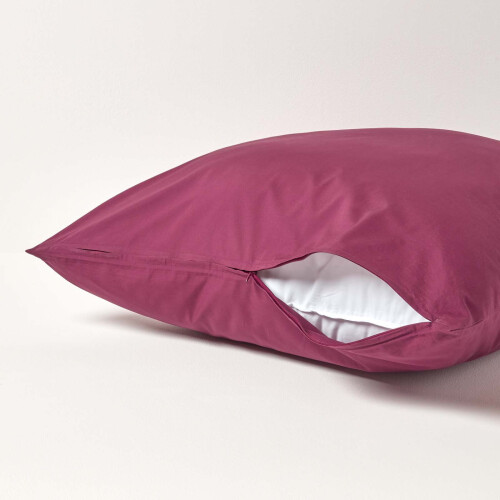 Homescapes (Square - 80 x 80 cm, Plum) Egyptian Cotton Pillow Case 200 TC Equivalent 400 Thread Count 2