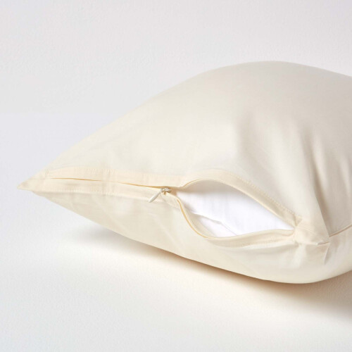 Homescapes (Square - 40 x 40 cm, Cream) Egyptian Cotton Pillow Case 200 TC Equivalent 400 Thread Count 2