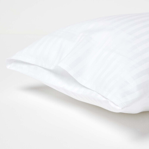 Homescapes (White) Cotton Stripe Kids Pillowcases 40 x 60 cm 330 Thread Count, 2 Pack 1