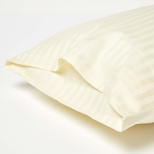 Homescapes (Yellow) Cotton Stripe Kids Pillowcases 40 x 60 cm 330 Thread Count, 2 Pack 1