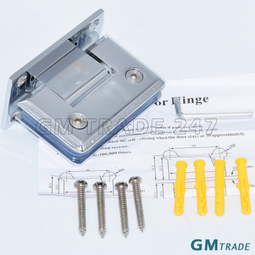 KOLF 90° Mirror Finish Wall to Glass Shower Door Hinge Chrome Plated