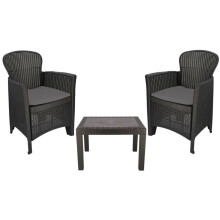 3pc Outdoor Garden Furniture Bistro Table Chairs Set Grey