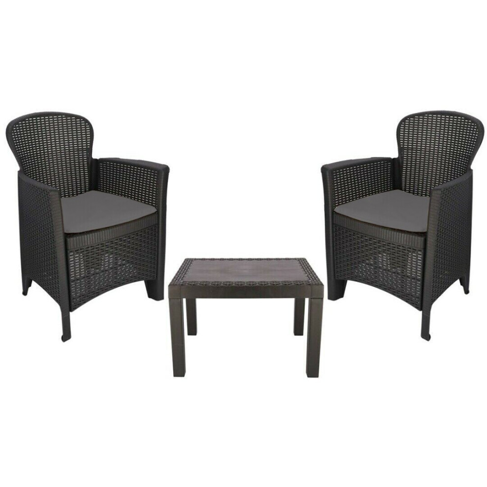3pc Outdoor Garden Furniture Bistro Table Chairs Set Grey