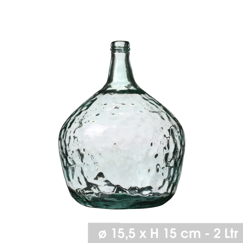 (2L) Lady Jeanne Round Recycled Glass Vase Flower Holder Stem Home Botanical Decor