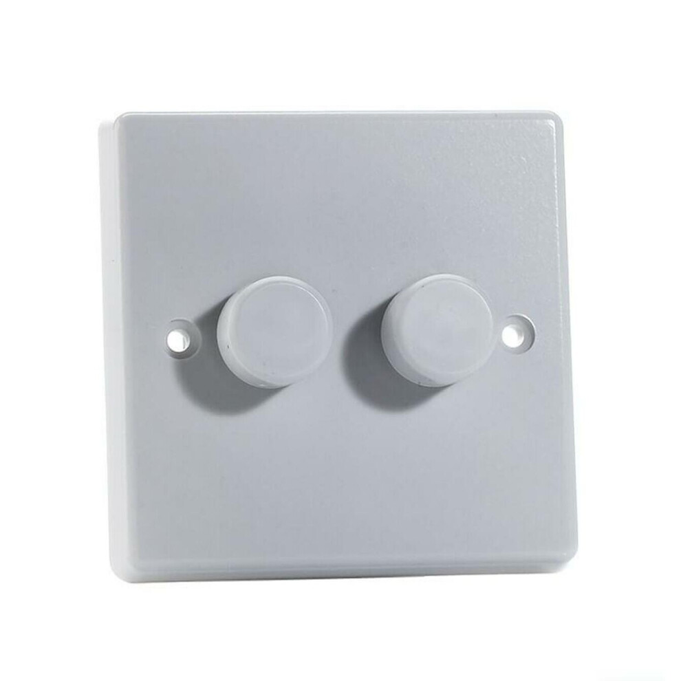 2 Gang 2 Way "Silent" Trailing Edge Led Dimmer Switch - White, Varilight V-Pro, Jqp252w 5021575581027