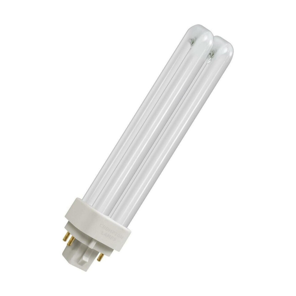 Crompton Lamps CFL PLC-E 18W 4-Pin Dimmable Double Turn Warm White Frosted DE-Type