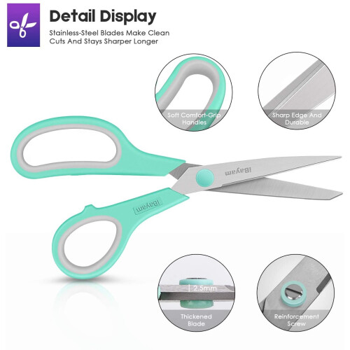 8" Titanium Bonded Multipurpose Scissors 3 Pack  Ultra Sharp Blades Sturdy and Sharp Art Craft Sewing Tailor Heavy Duty 2