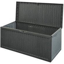 BLACK PLASTIC GARDEN STORAGE BOX LID PATIO SHED UTILITY CUSHION CHEST