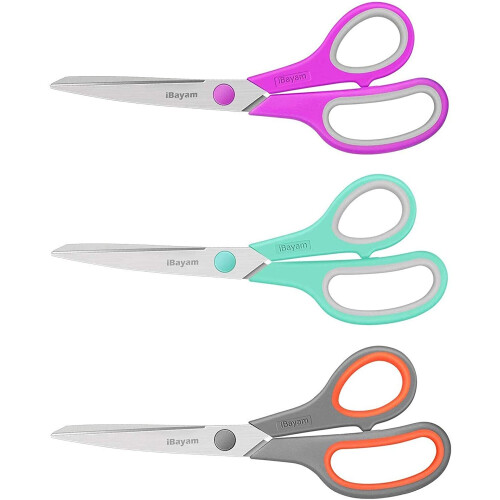 8" Titanium Bonded Multipurpose Scissors 3 Pack  Ultra Sharp Blades Sturdy and Sharp Art Craft Sewing Tailor Heavy Duty