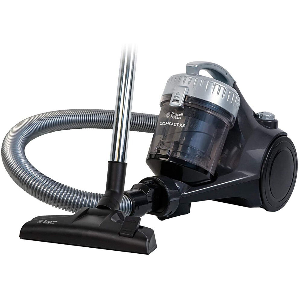 Russell Hobbs RHCV1611 Compact XS Cylinder Vacuum in Silver and Grey - Compact and Lightweight - 8 m Cleaning Radius