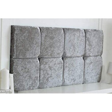 Bed Headboard 8 Cubed Deluxe Crushed Velvet Padded Fabric Sturdy Design (Grey, Super King 6 FEET, Height 20 INCHES)