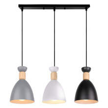 Retro Pendant Light Modern Nordic Ceiling Lamp Wood Pendant Light 3 Lights Industrial Pendant Lamp E27 Bulb Vintage Hanging Light