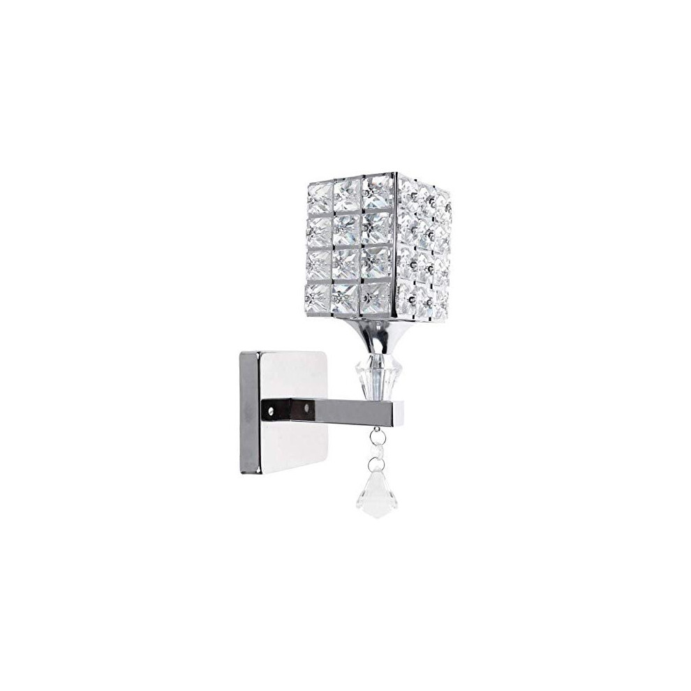 Modern Style Wall Lamp Crystal Wall Light Elegant Creative Crystal Wall Sconce with Power Pull Switch E14 Socket Silver