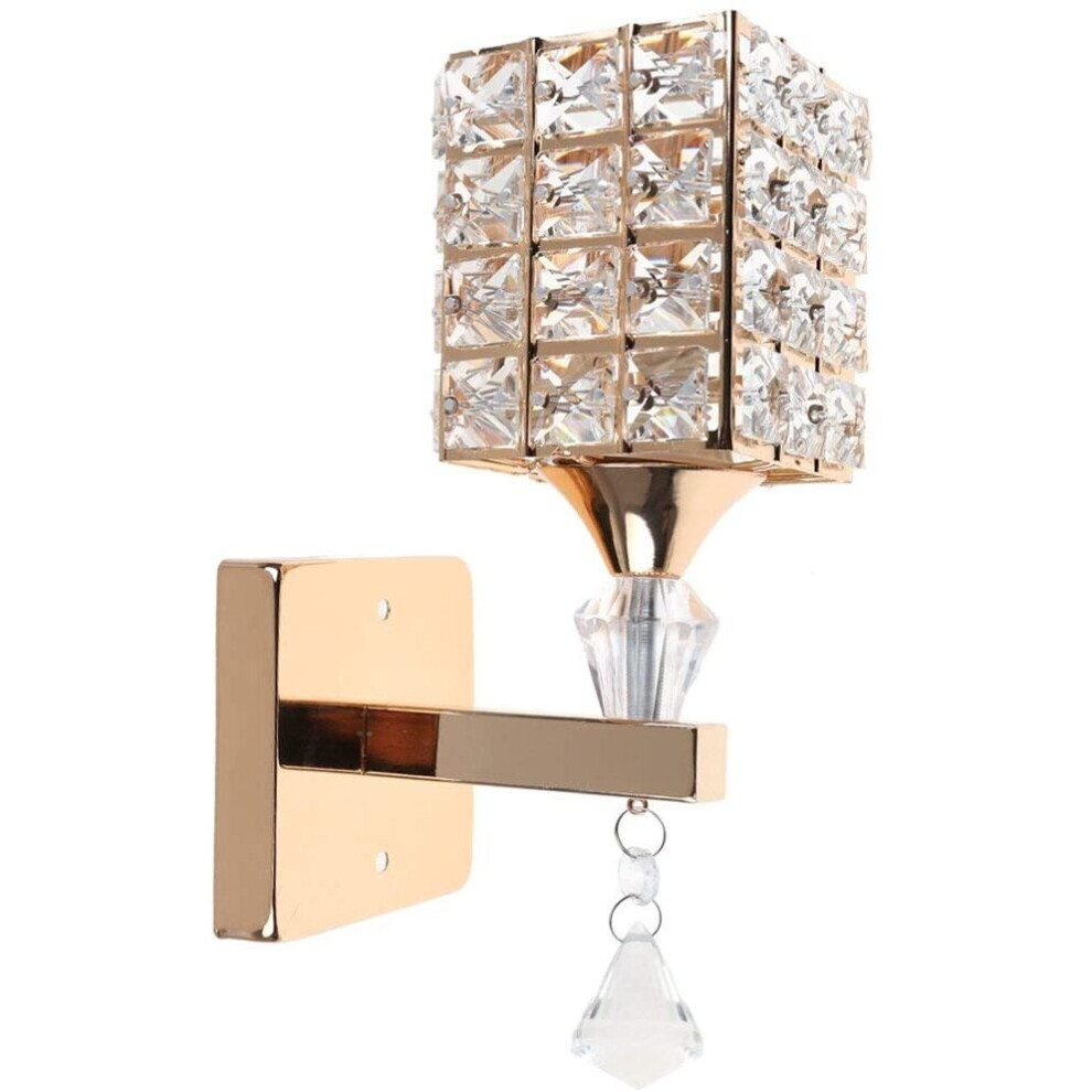 Modern Style Wall Lamp Crystal Wall Light Elegant Creative Crystal Wall Sconce with Power Pull Switch E14 Socket Gold