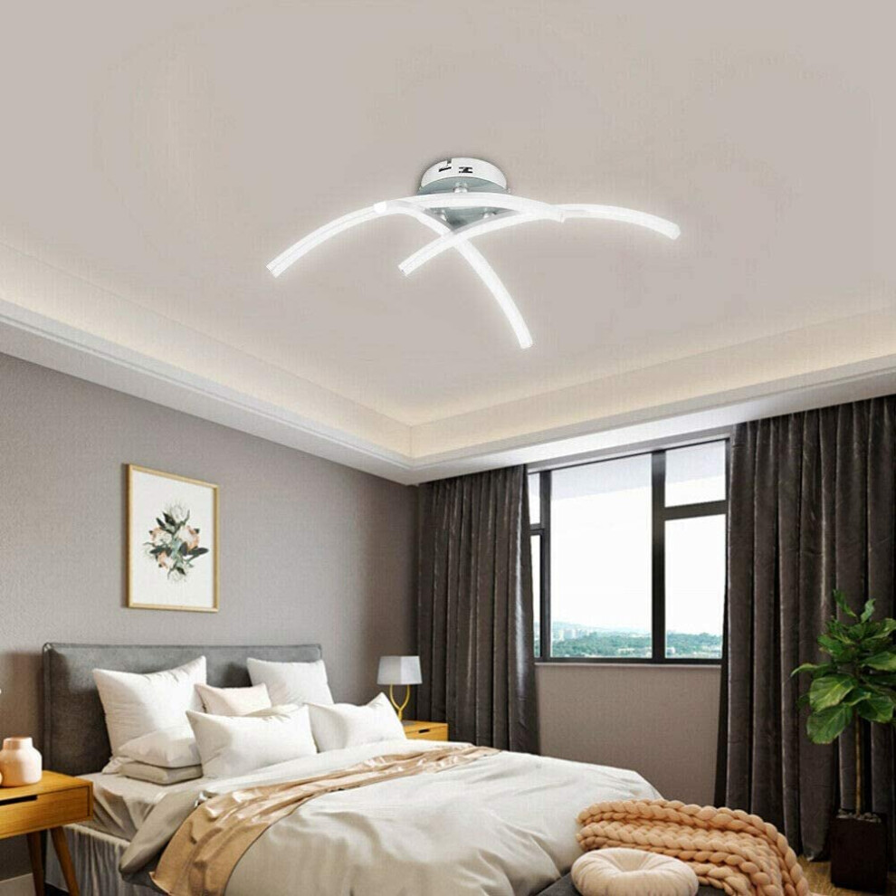 Modern Creative Chandelier Modern LED Ceiling Light Curved 3 PCS Wave Shape Light Heads For Living Room Bedroom Dining Room (3 Lights Cold White)