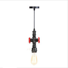 Vintage Industrial Pendant Light Water Pipe Pendant Lamp Retro Rustic Ceiling Lamp Metal Hanging Light for Cafe Bathroom Loft Black