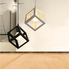 (White) Modern Colorful Pendant Light Cube Shape Hanging Light Vintage Retro Ceiling Lamp