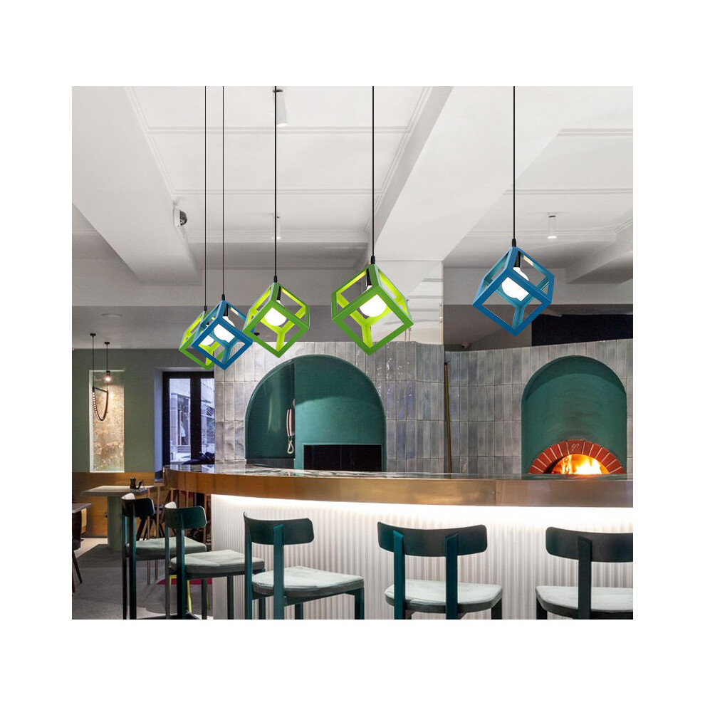 Modern Colorful Pendant Light Cube Shape Hanging Light Vintage Retro Ceiling Lamp