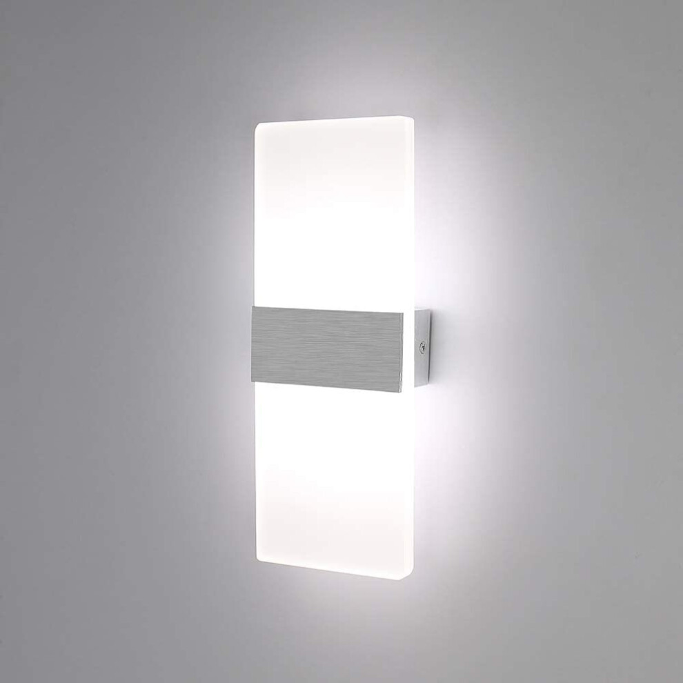 Simple LED Wall Light Indoor 6W Up Down Wall Lamp Modern Acrylic Wall Sconce for Living Room Bedroom Pathway Corridor Stairs Balcony Cool White