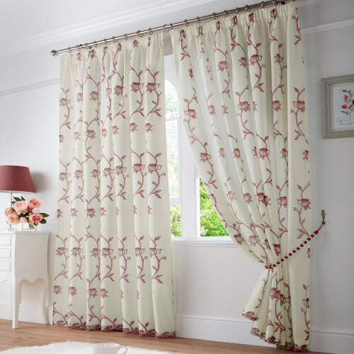 Exeter Tape Top Curtains Red 55" x 54"