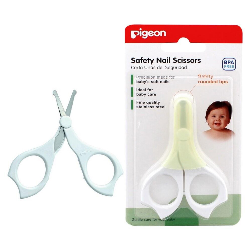 Pigeon Infant Safety Nail Scissors Precision Crafted with Rounded Tips and Curved Blades to Safely Trim Baby Delicate Nails with Ease