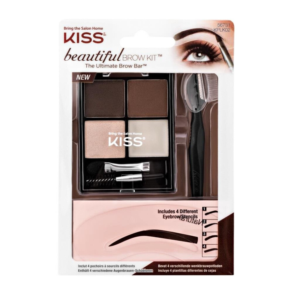 Kiss Beautiful Brow Kit | Eyebrow Shaping Kit with Brow Powder, Wax & Applicator for Defined Brows