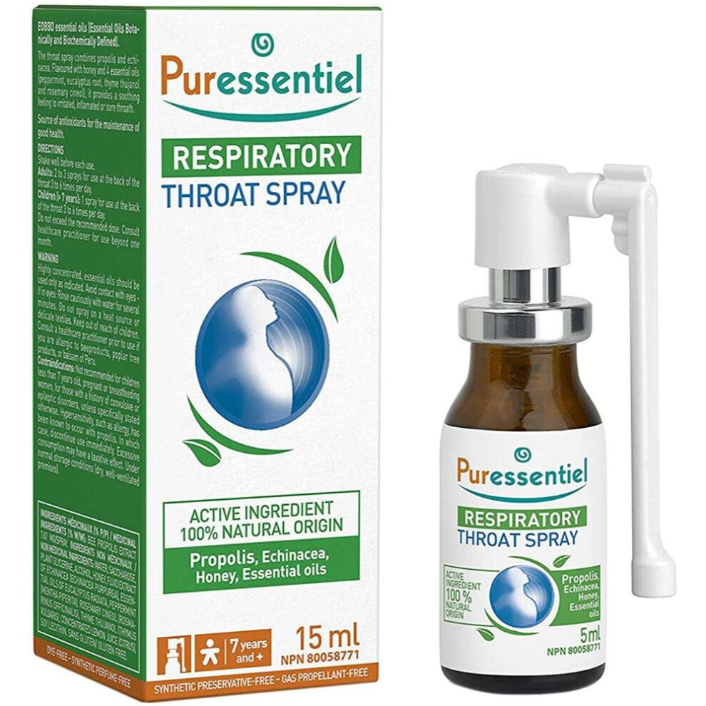Puressentiel Respiratory Throat Spray |Soothing & Refreshing Throat Care Spray for Daily Comfort - 15ml